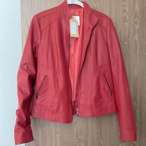 Red Italian Leather Moto Jacket